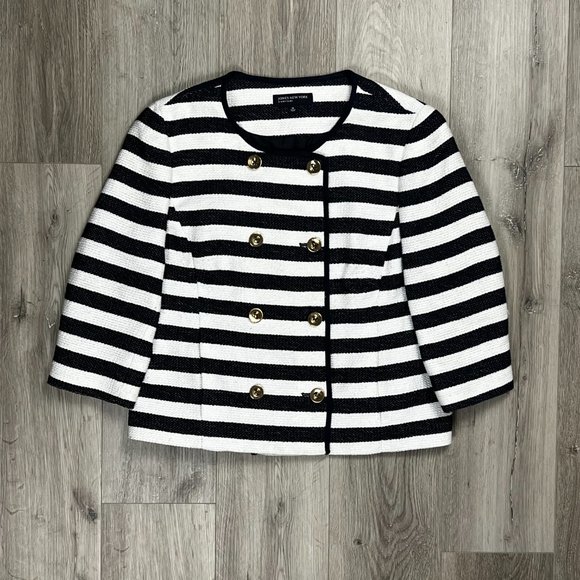 Jones New York Vintage Blue/White Stripes Size 14 Jacket - Picture 2 of 9